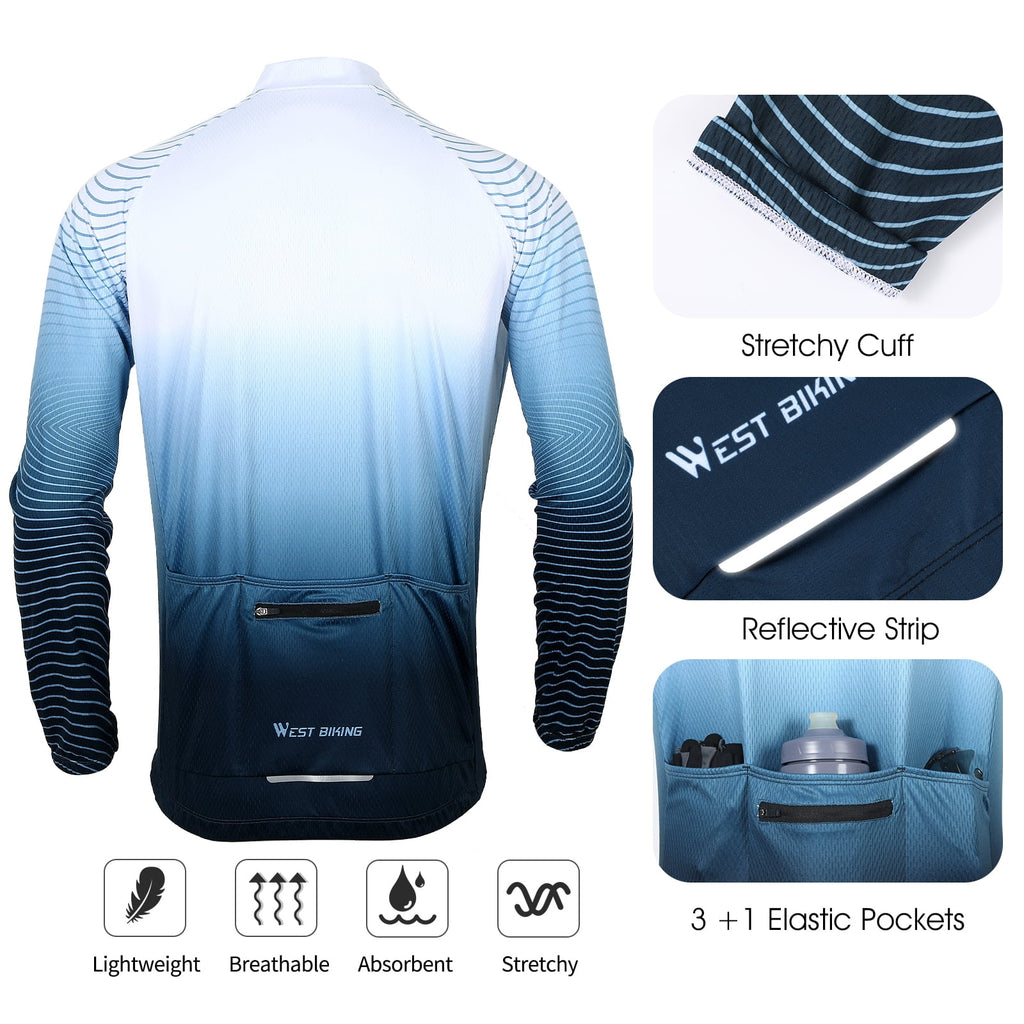 White Long-Sleeved Cycling Jersey Q827