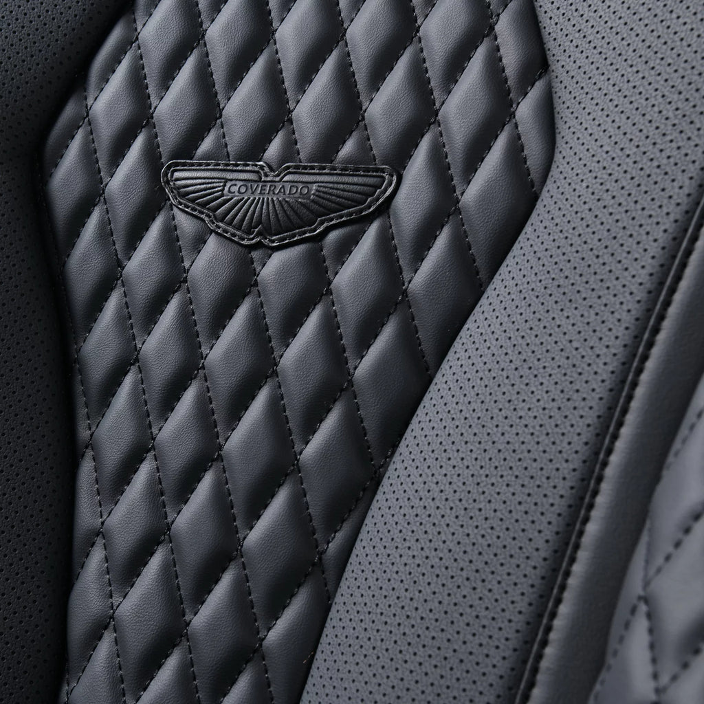 Black 5 Seats Leatherette Car Seat Covers Full Set F543