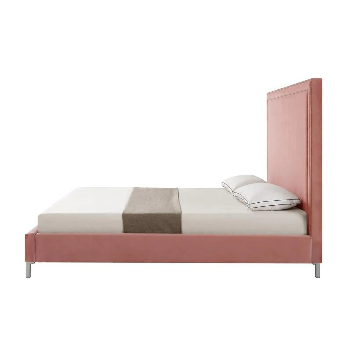 Blush Pink Velvet Queen Bed M5229