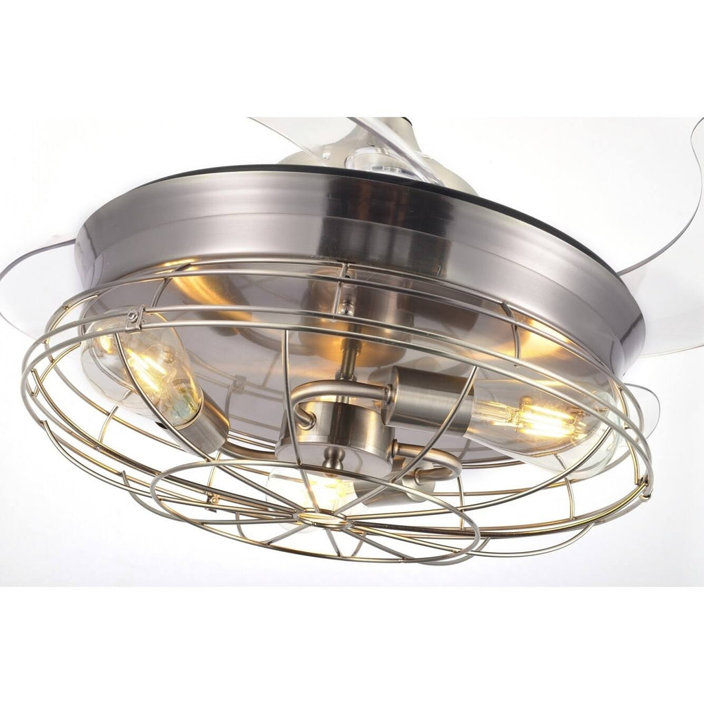 Black Retractable Ceiling Fan with Cage W2197