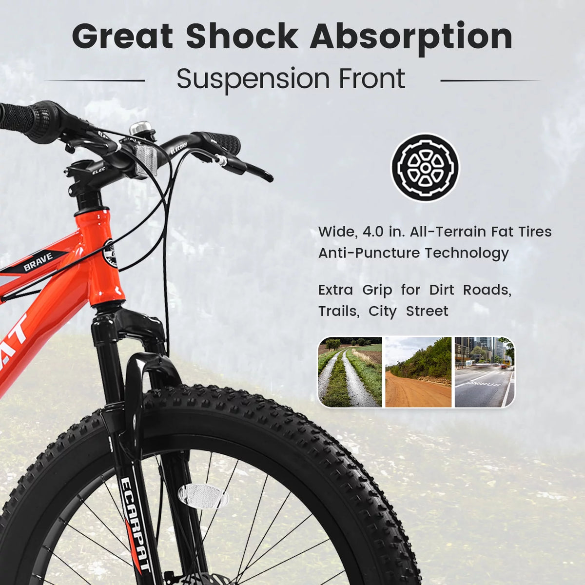 24 Inch Fat Tire Bike 7 Speeds Dual Disc Brake High-Carbon Steel Frame W86094