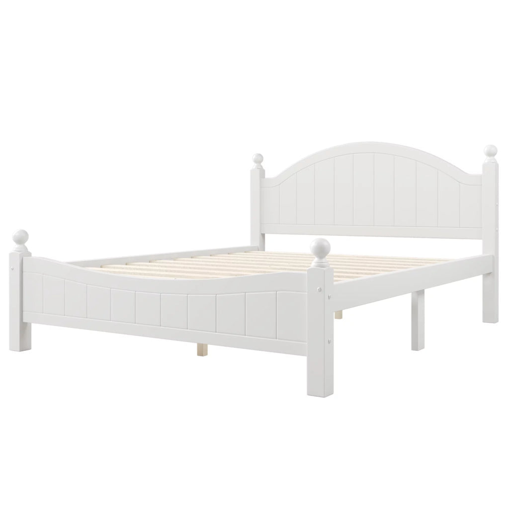 White Solid Wood Platform Bed Queen J751070