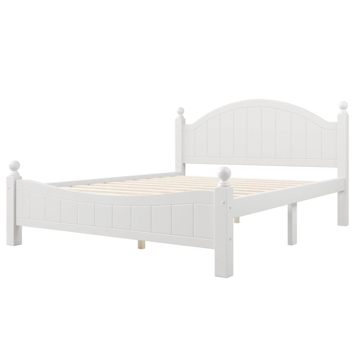 White Solid Wood Platform Bed Queen J751070