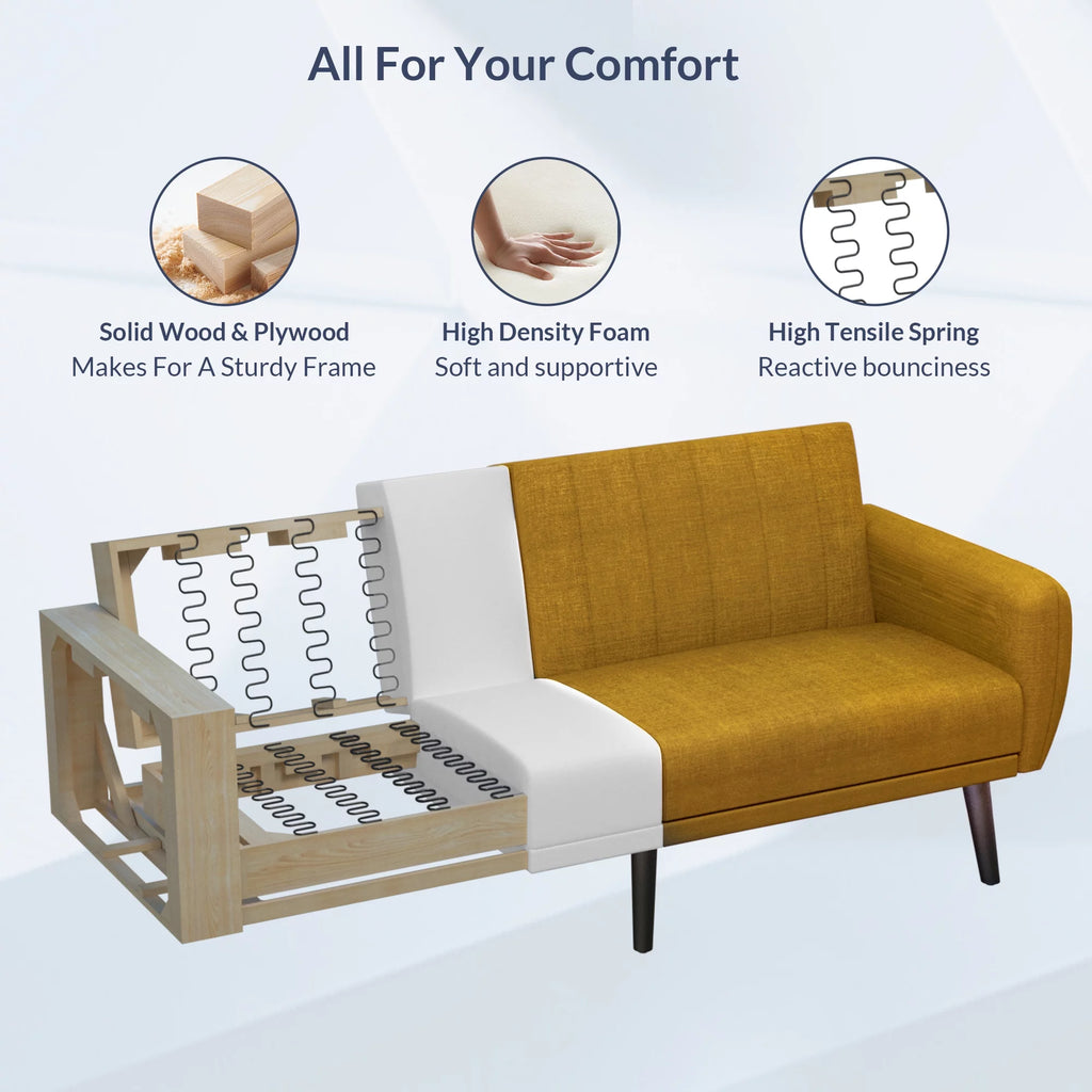 Convertible Sofa Bed Yellow C594889