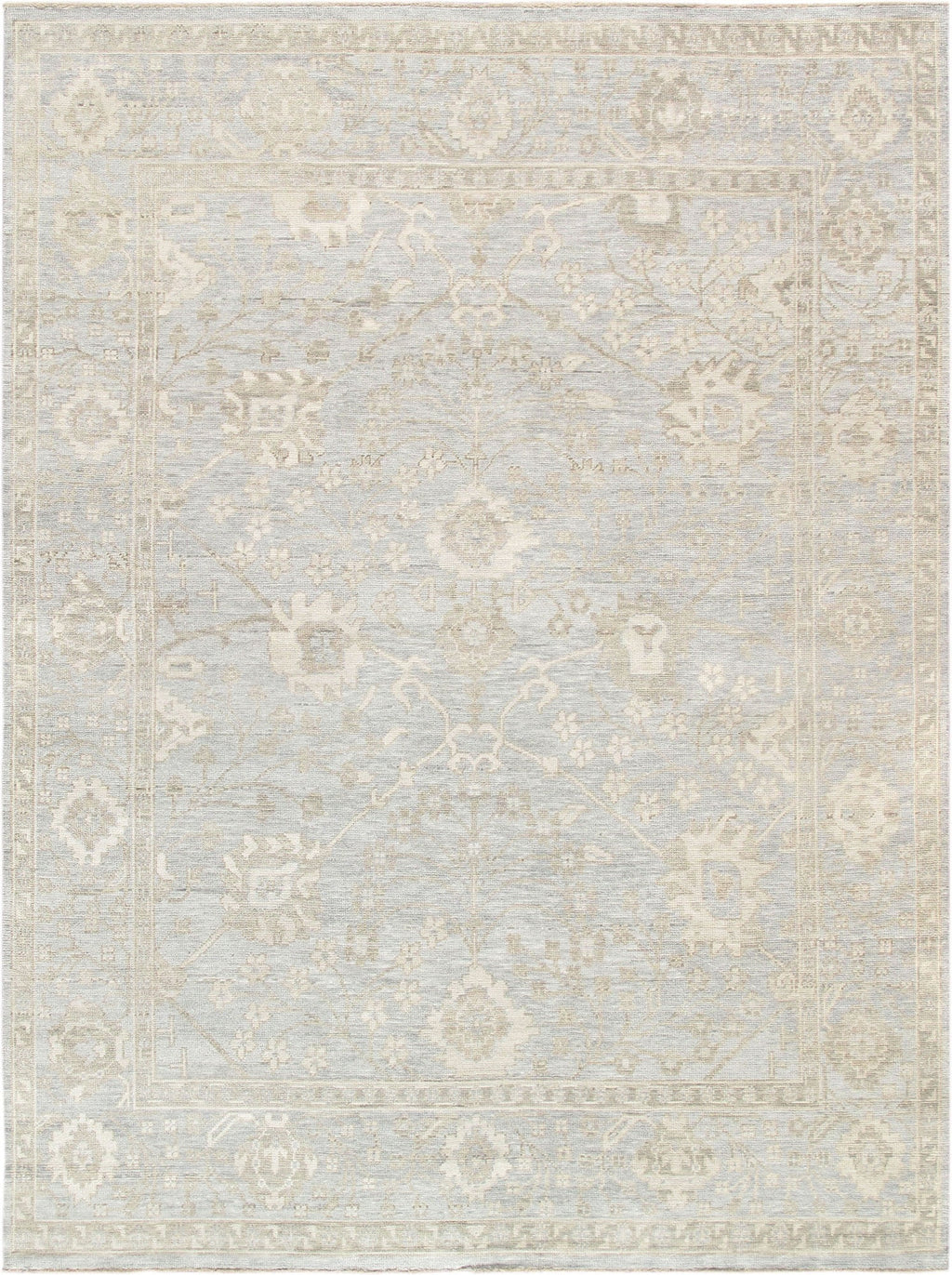 6' X 9' Hand-Knotted Wool Light Blue Rug P8093