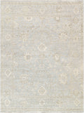 6' X 9' Hand-Knotted Wool Light Blue Rug P8093