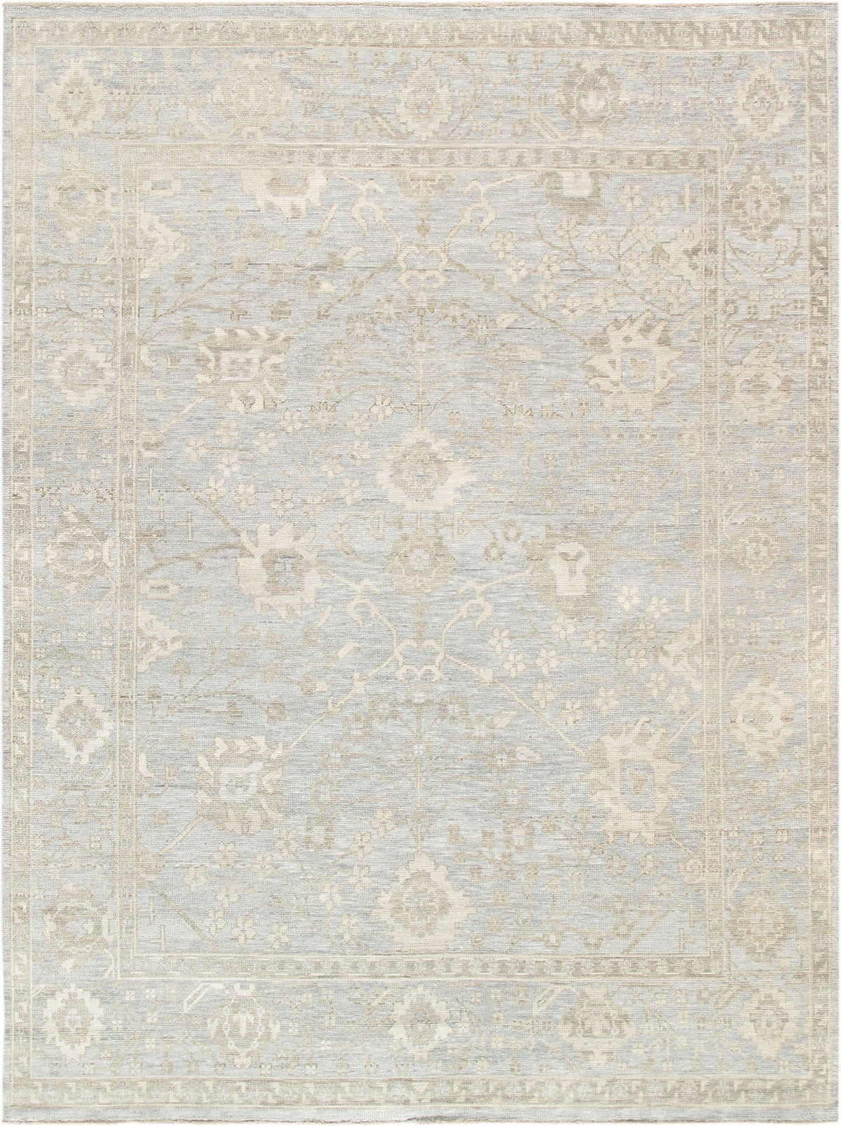 6' X 9' Hand-Knotted Wool Light Blue Rug P8093