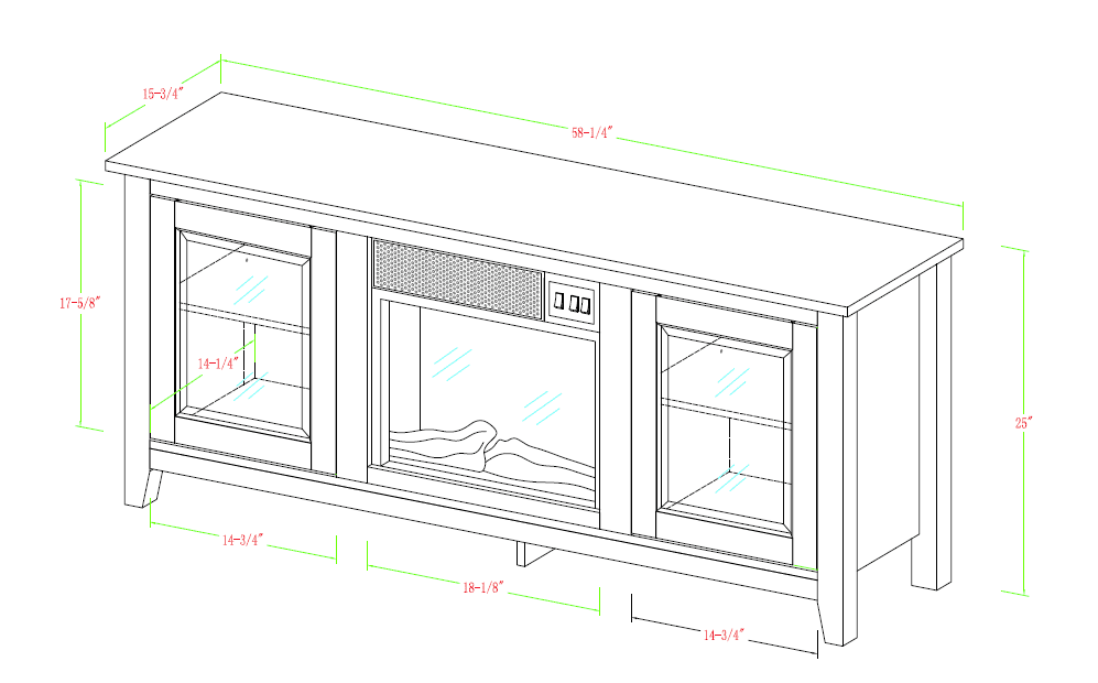 White Oak Fireplace TV Stand D7378