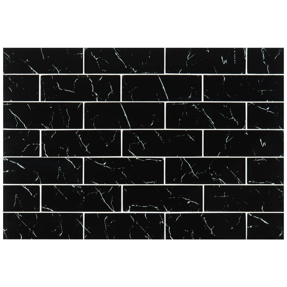 3.8 Sq. ft. Black Glass Subway Tile N456621