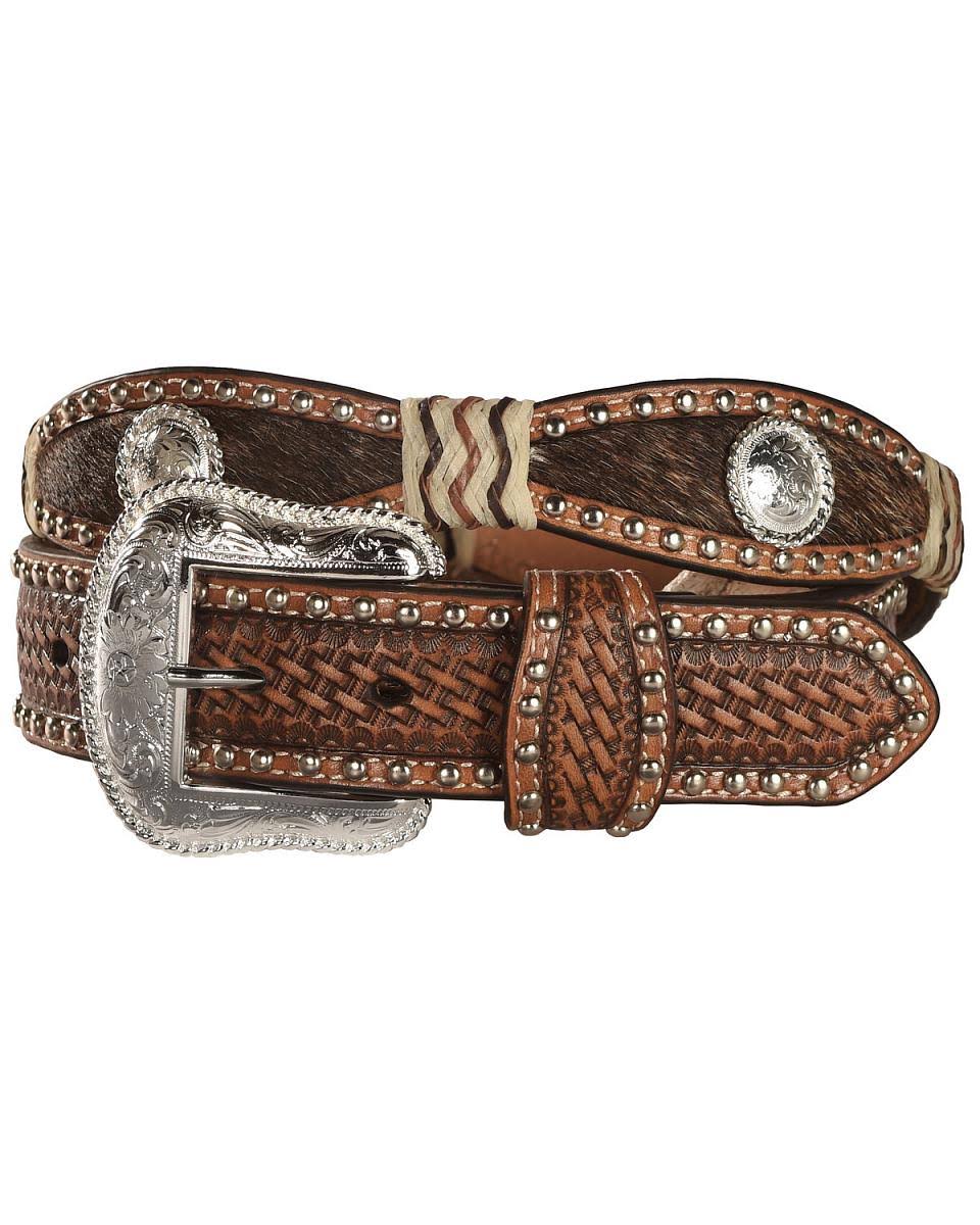 Calf Hair Scallop Crystal/Knot Belt J320