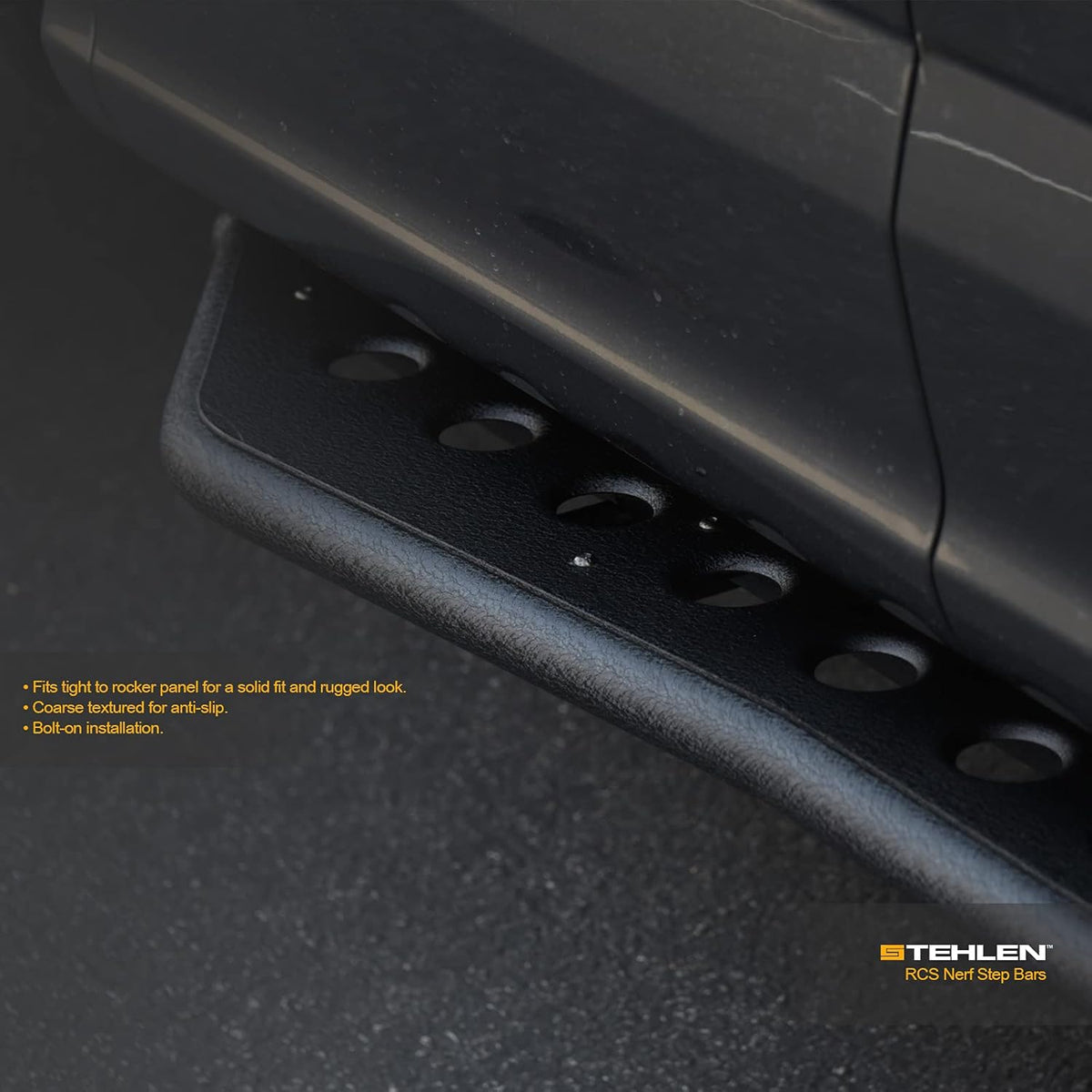 Textured Black Rock Slider Side Step Rail Nerf Bars for Ram 1500 Crew Cab X502
