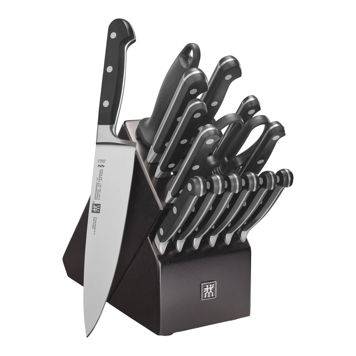 16 Pc Knife Set with Black Rubberwood Block G212