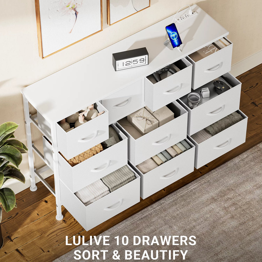 Brown 10 Drawer Fabric Dresser H76183