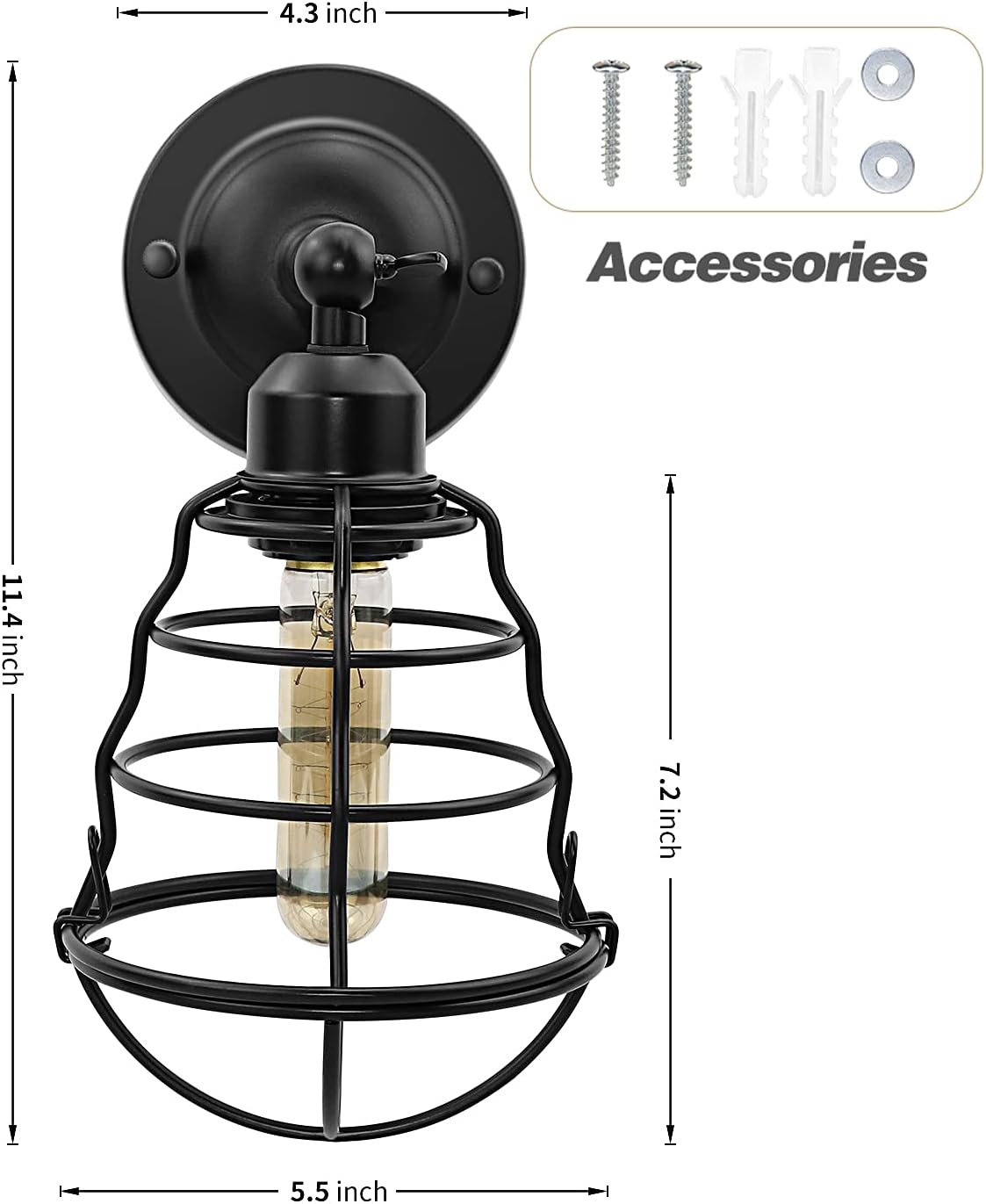 Black Wire Cage Wall Sconce 2pack D504