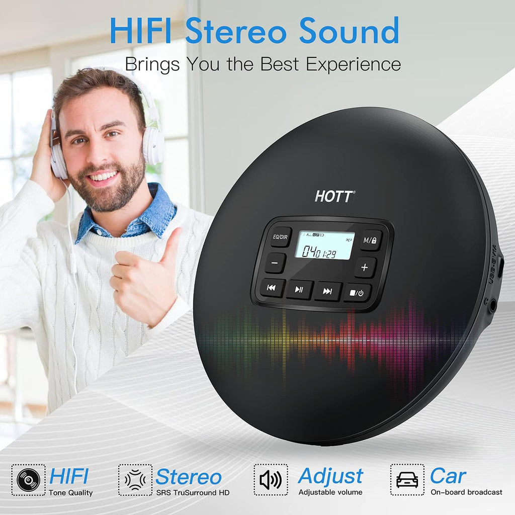 Portable CD Player with Stereo Earphones, Black Z995