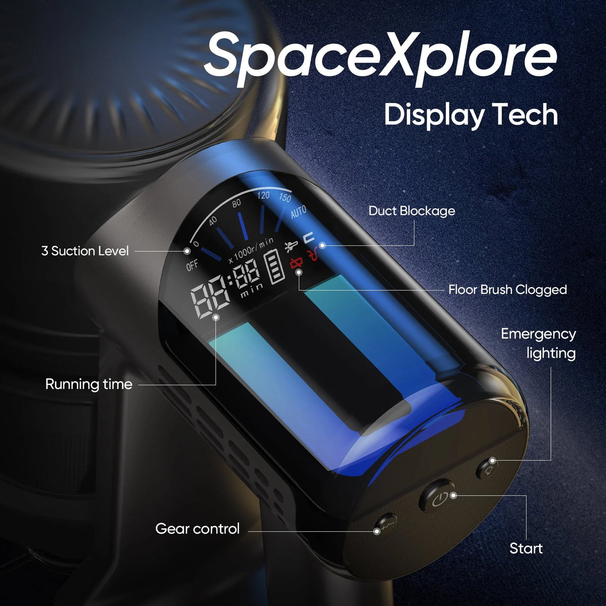 Cordless Stick Vacuum Cleaner with LED Display W353