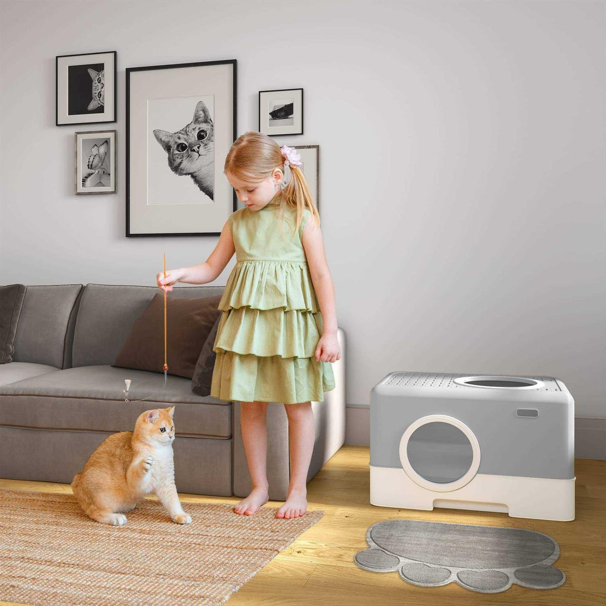 Large Enclosed Cat Litter Box with Lid Cover P968