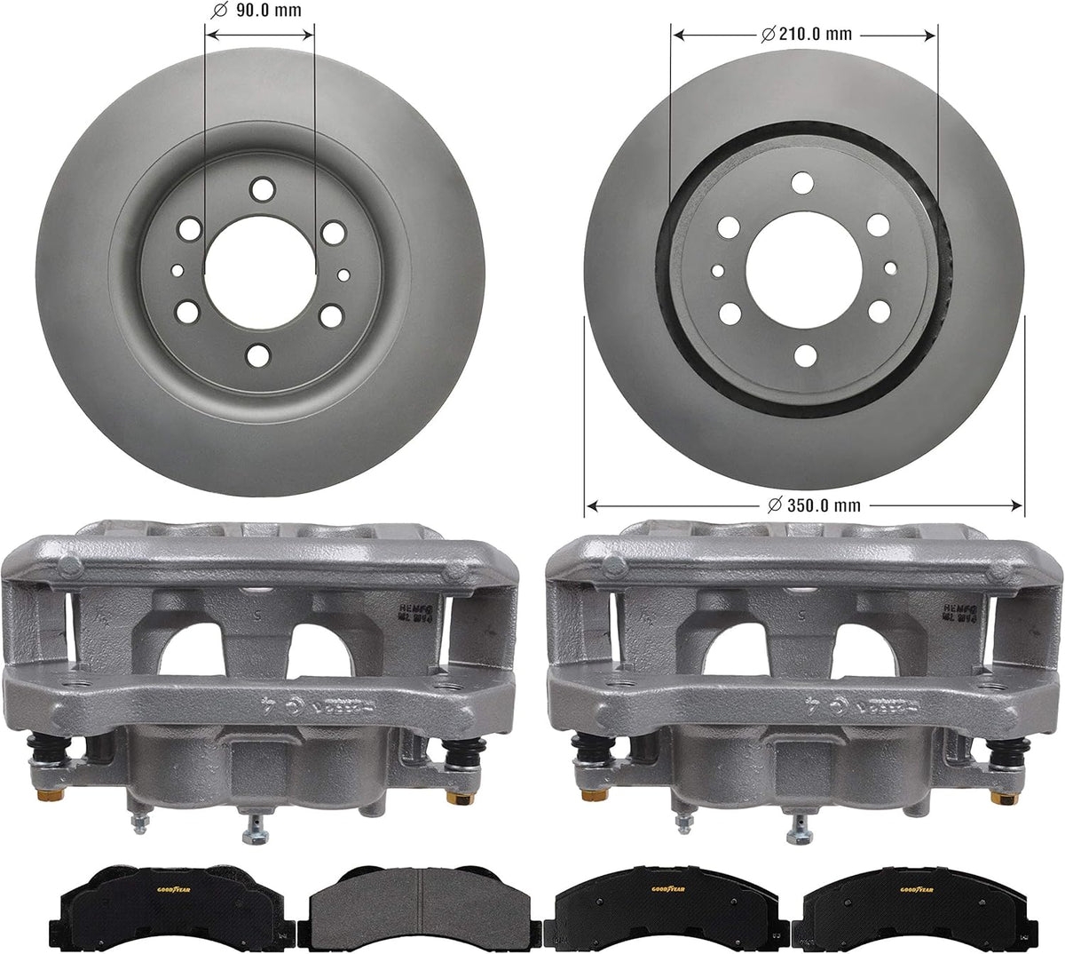 Front Brake Kit Calipers Rotors Ceramic Pads Z79815