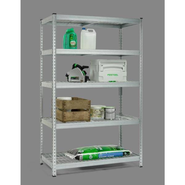 Galvanized Steel 5-Tier Shelf with Wire Mesh Panels T1466