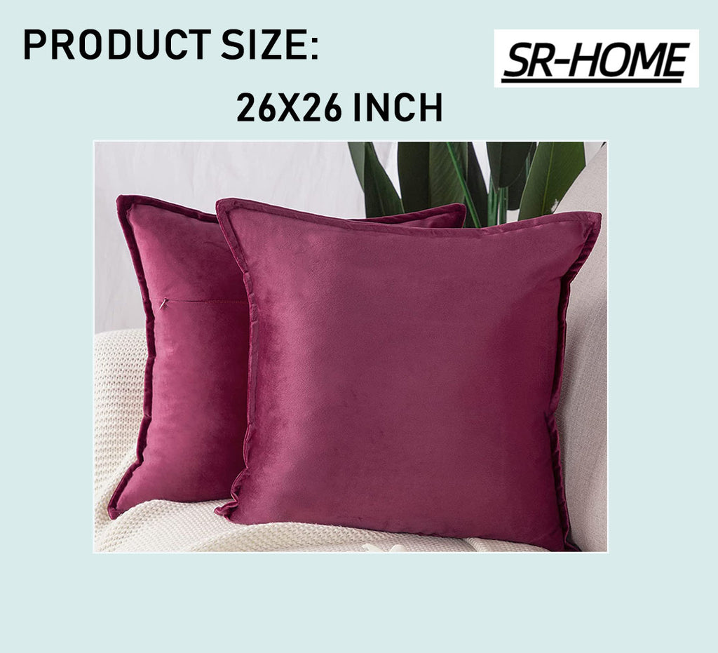 Set of 2 Velvet Decorative Throw Pillow Covers with Fringe Cushion Case Q7551