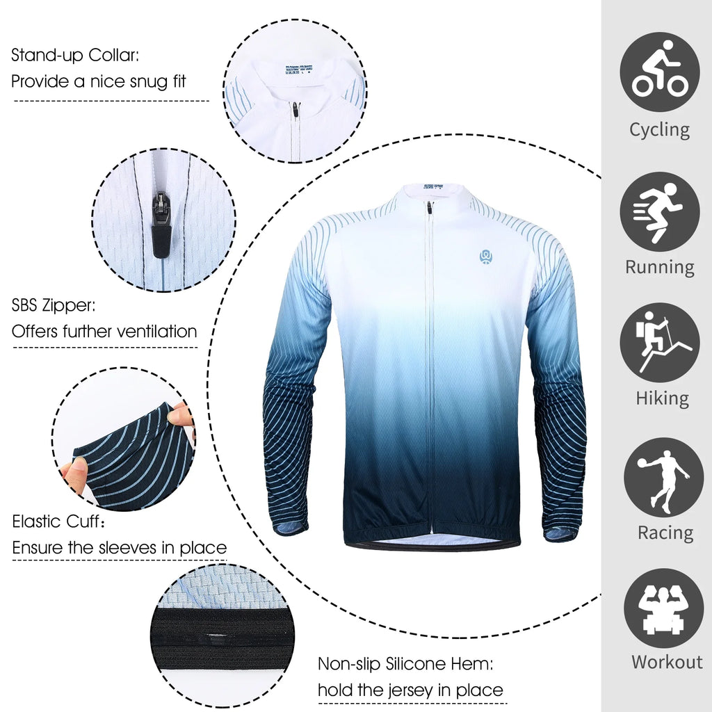 White Long-Sleeved Cycling Jersey Q827