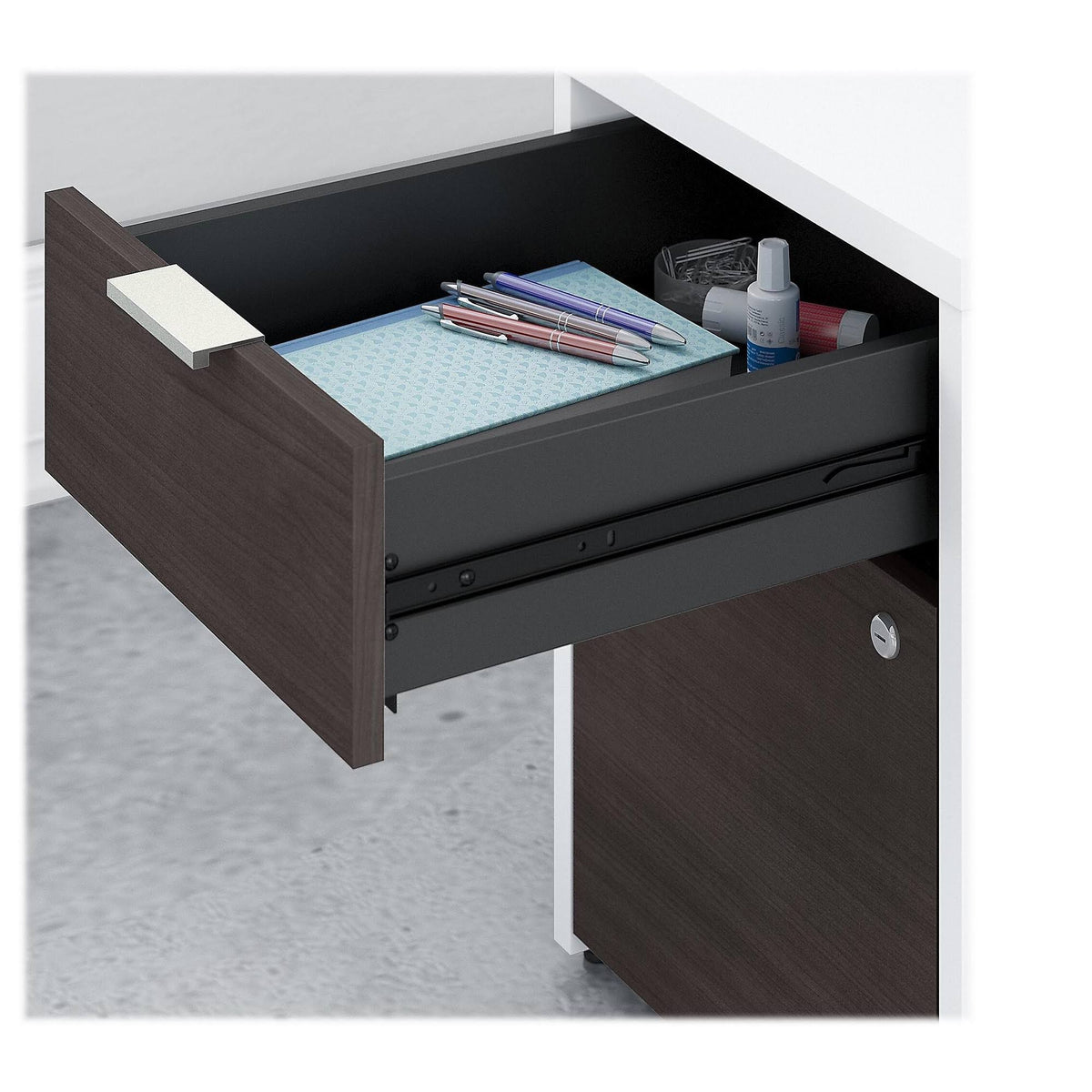 60W Desk with Drawers and Small Storage Cabinet R385403