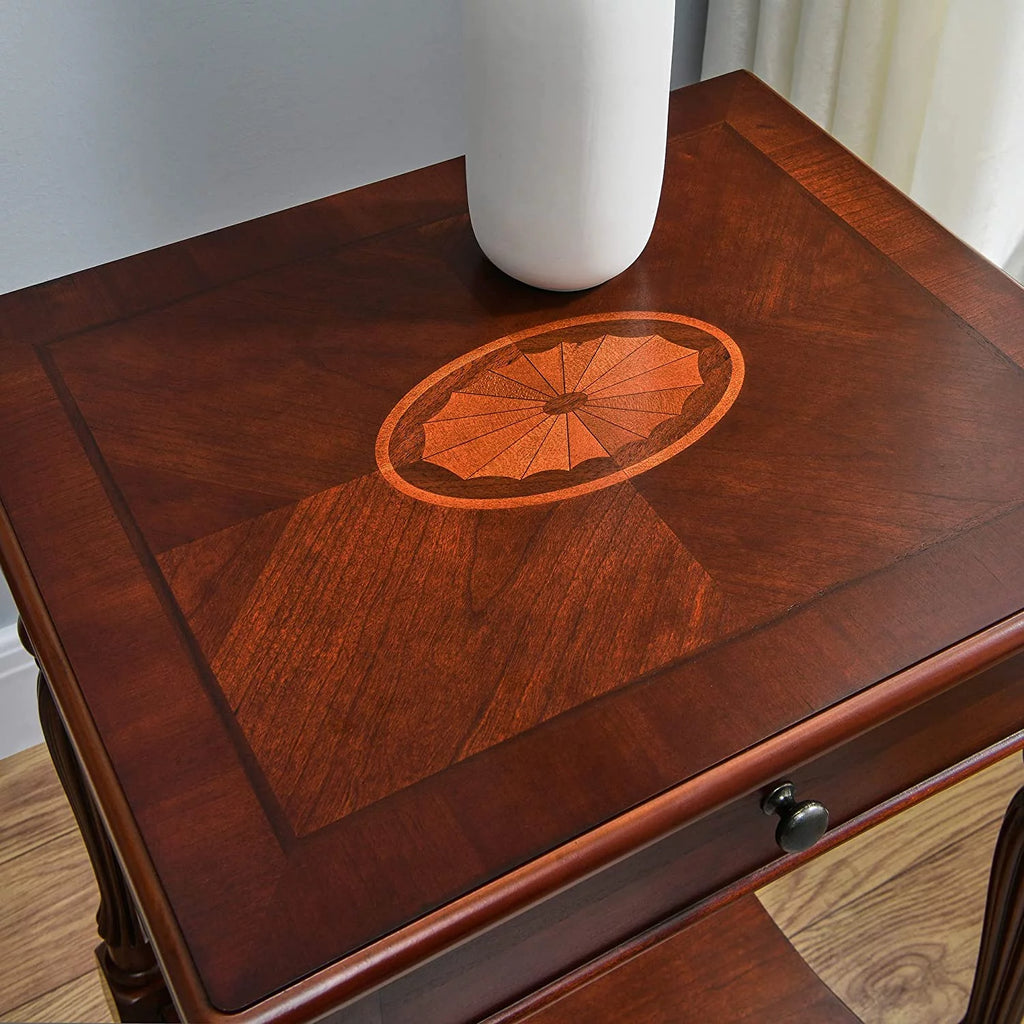 Solid Wood End Tables with Drawer 19.7"x 15.7"x 27.6" Cherry Walnut R118