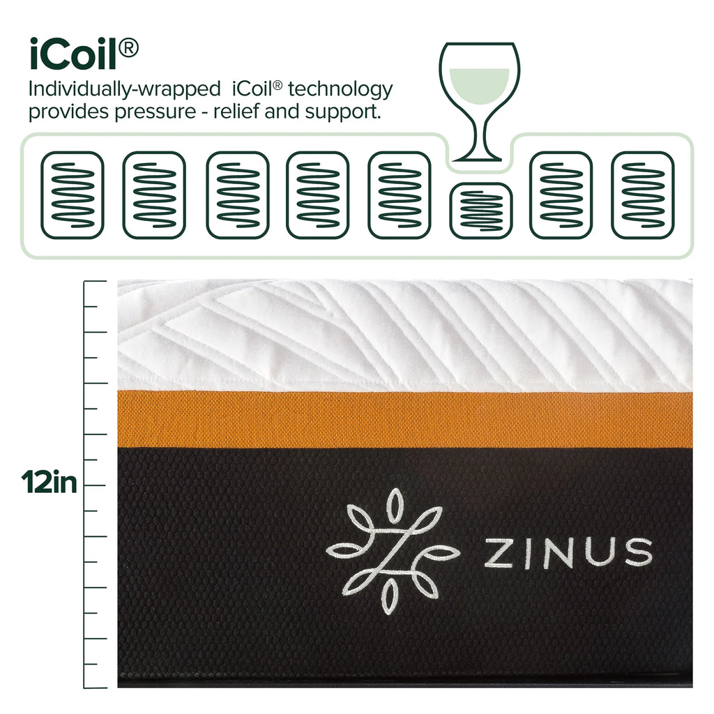 Queen Copper Memory Foam Pocket Spring Hybrid Mattress T2436