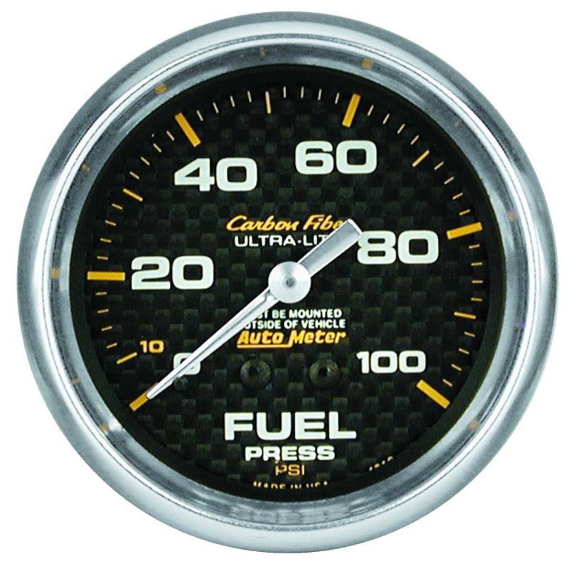 Fuel Pressure Gauge 2 5/8in 100PSI Mechanical Carbon Fiber U8656