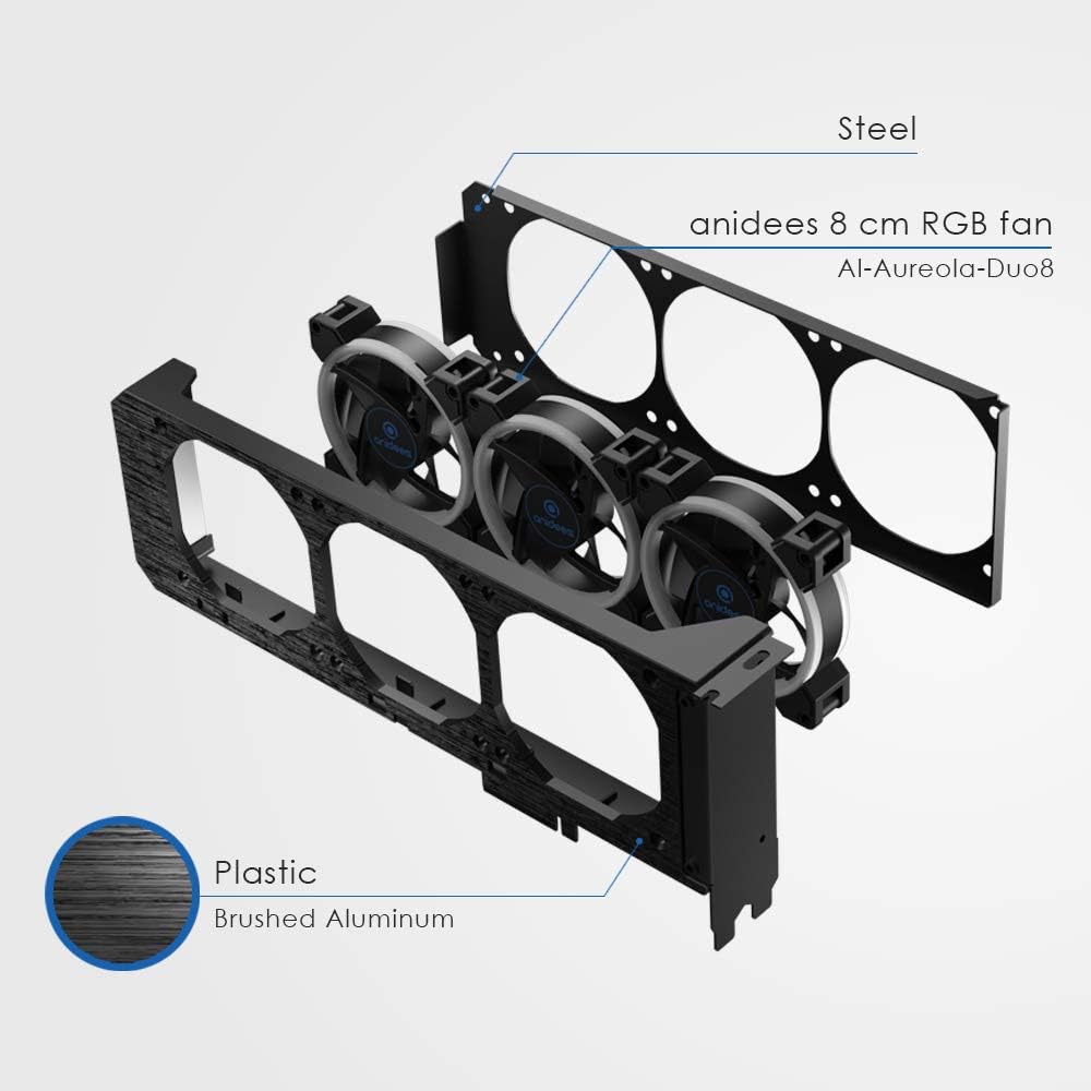 Graphic Card Cooler 3 x 80mm PWM Fan PCI Mount Bracket J401