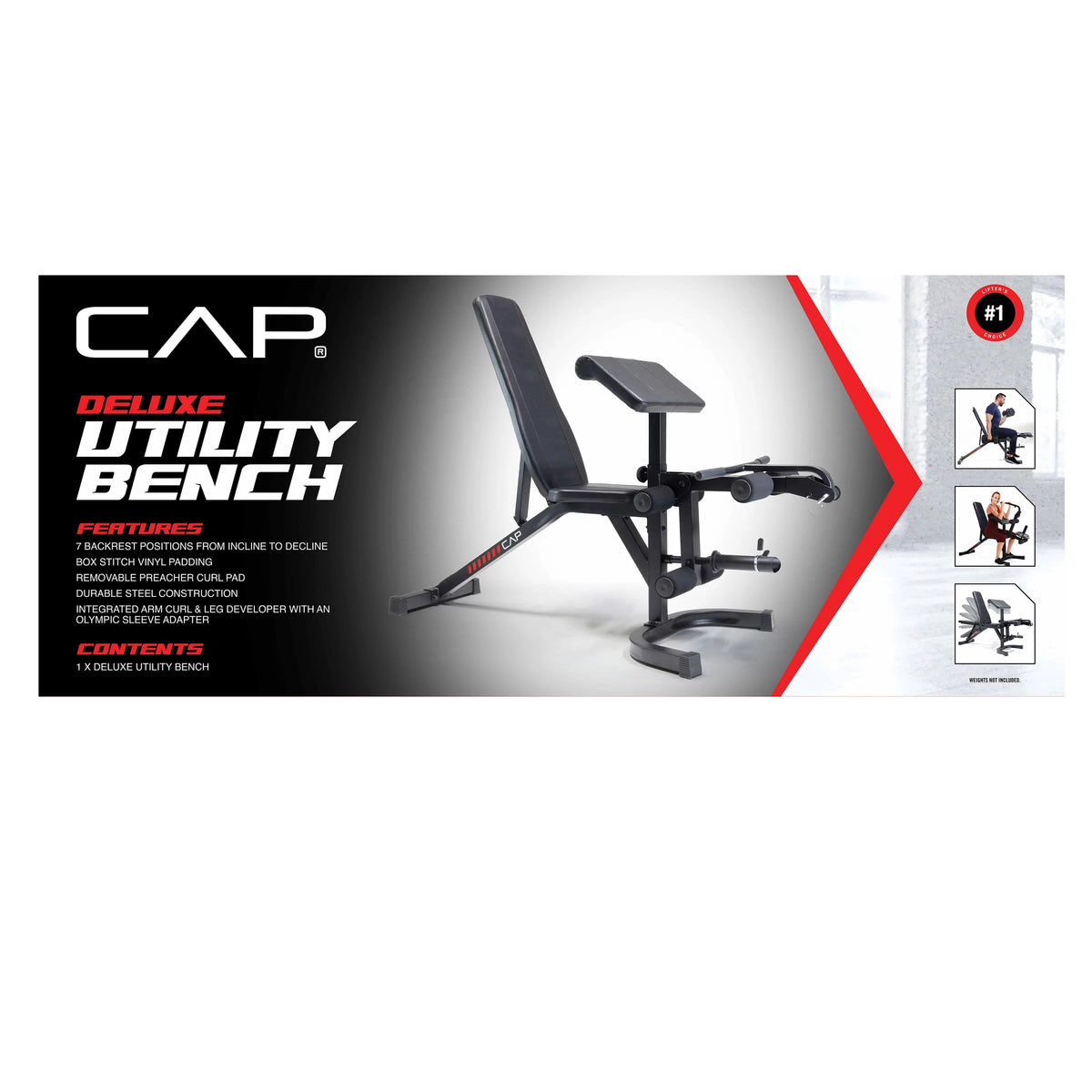 Adjustable Utility Weight Bench with Preacher Curl and Leg Press Attachment P45029