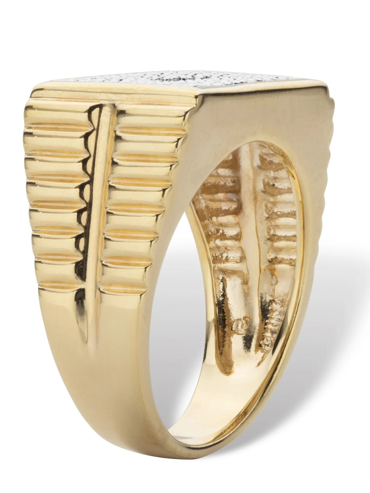 Two-Tone Gold-Plated Grid Ring Q2063