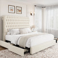 Queen Size Storage Bed with Tall Headboard and Drawers F337584