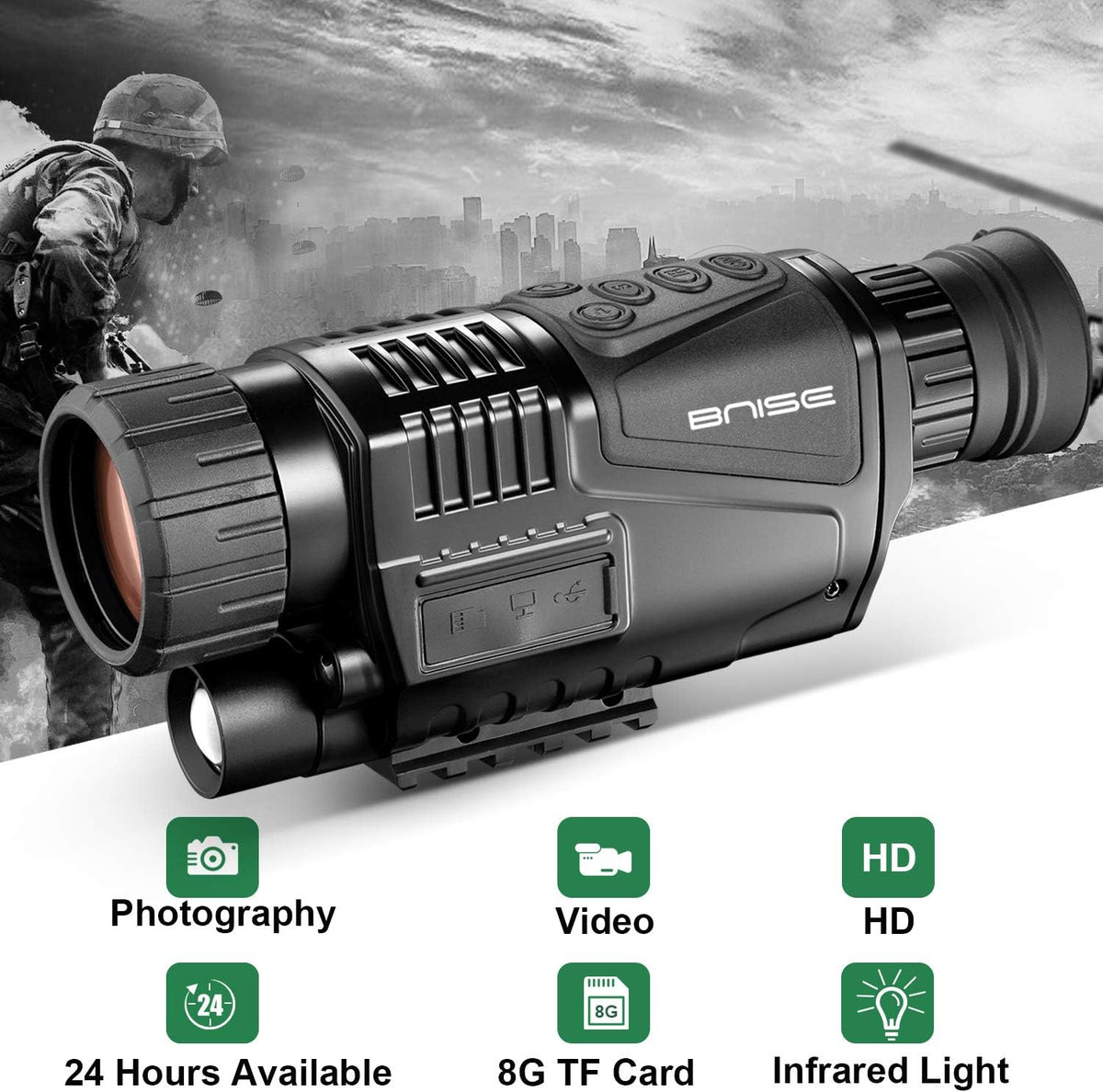 8x40 Infrared Night Vision Monocular Digital Camera with Video Playback USB Output 8G TFCard Z357
