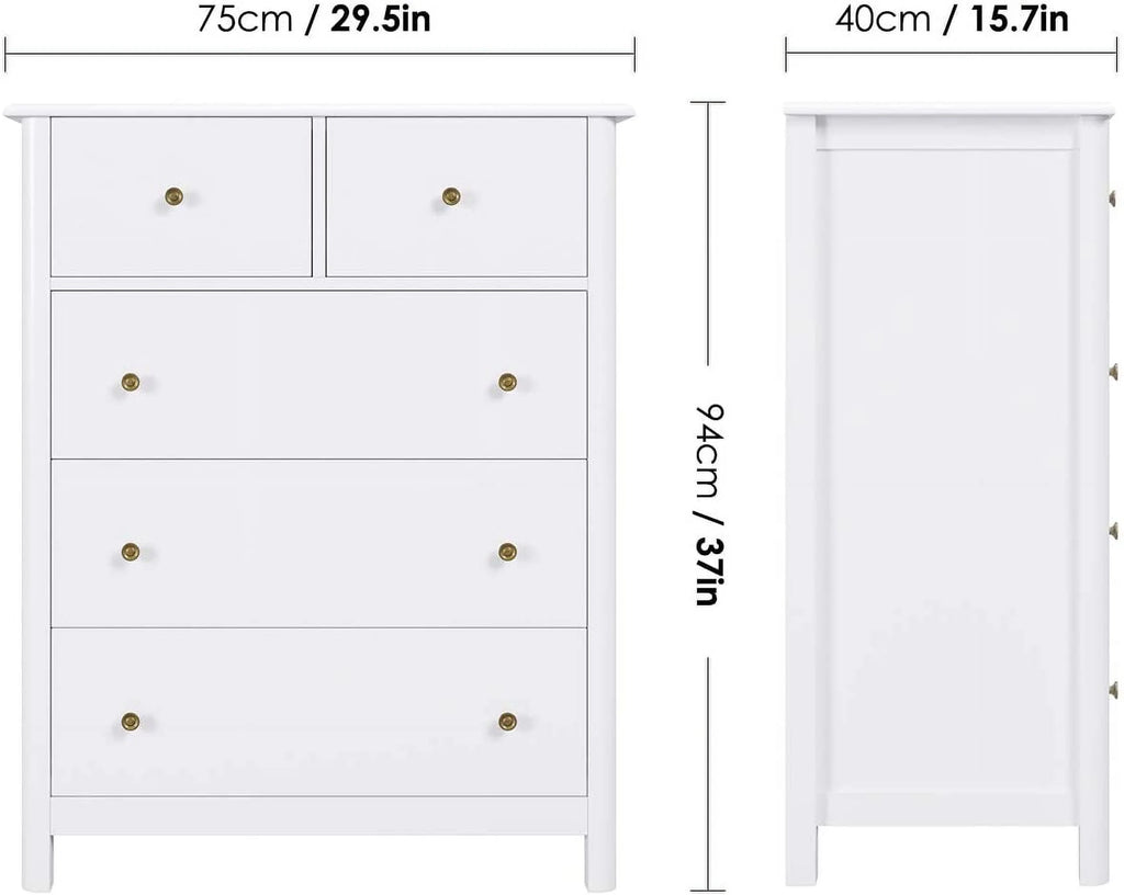 White 5 Drawer Kids Dresser B419