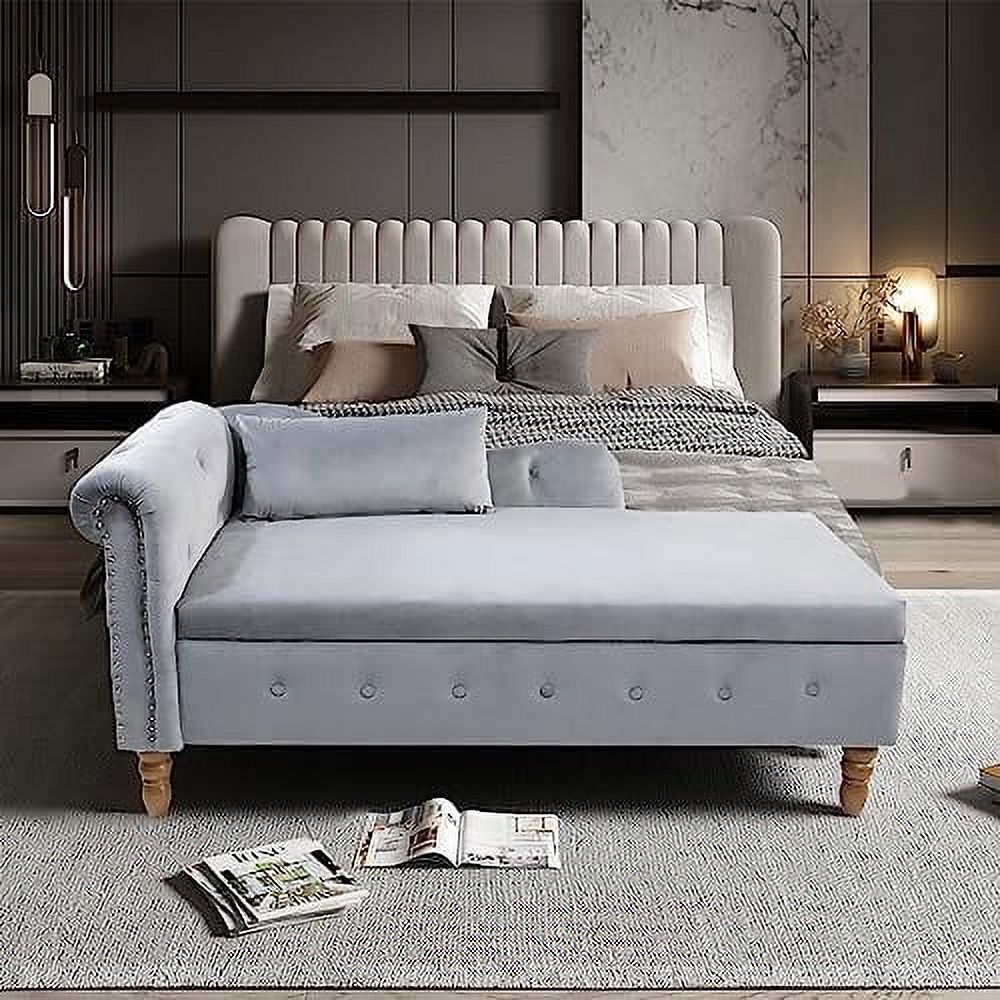 Pink Velvet Rolled Arm Chaise Lounge Bench K900