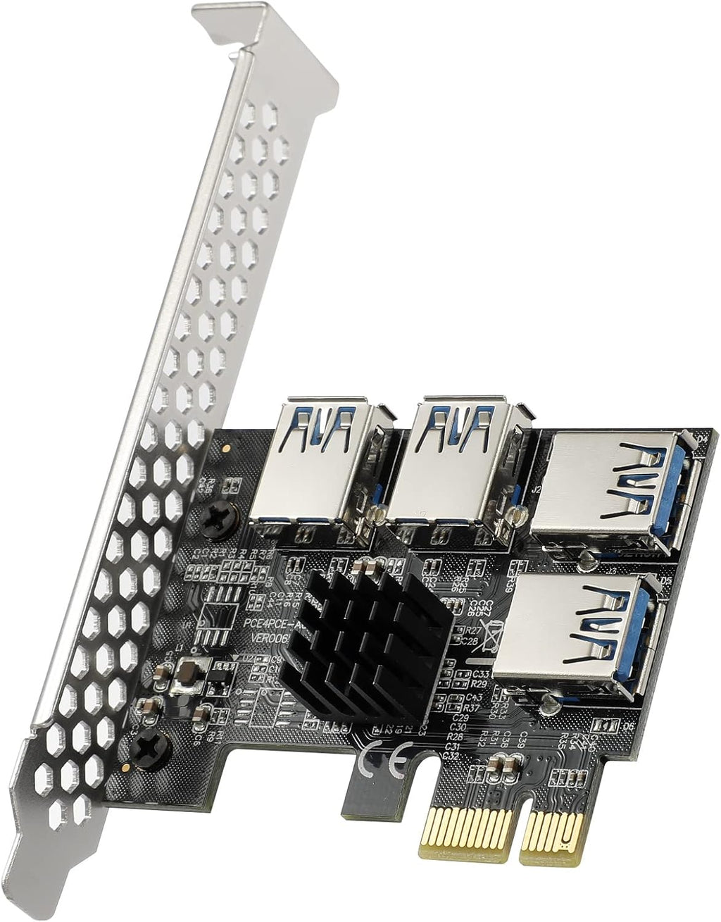 PCIE Riser with 6PIN SATA Power Cable and 60cm USB 3.0 Cable, 6 Pack P32883