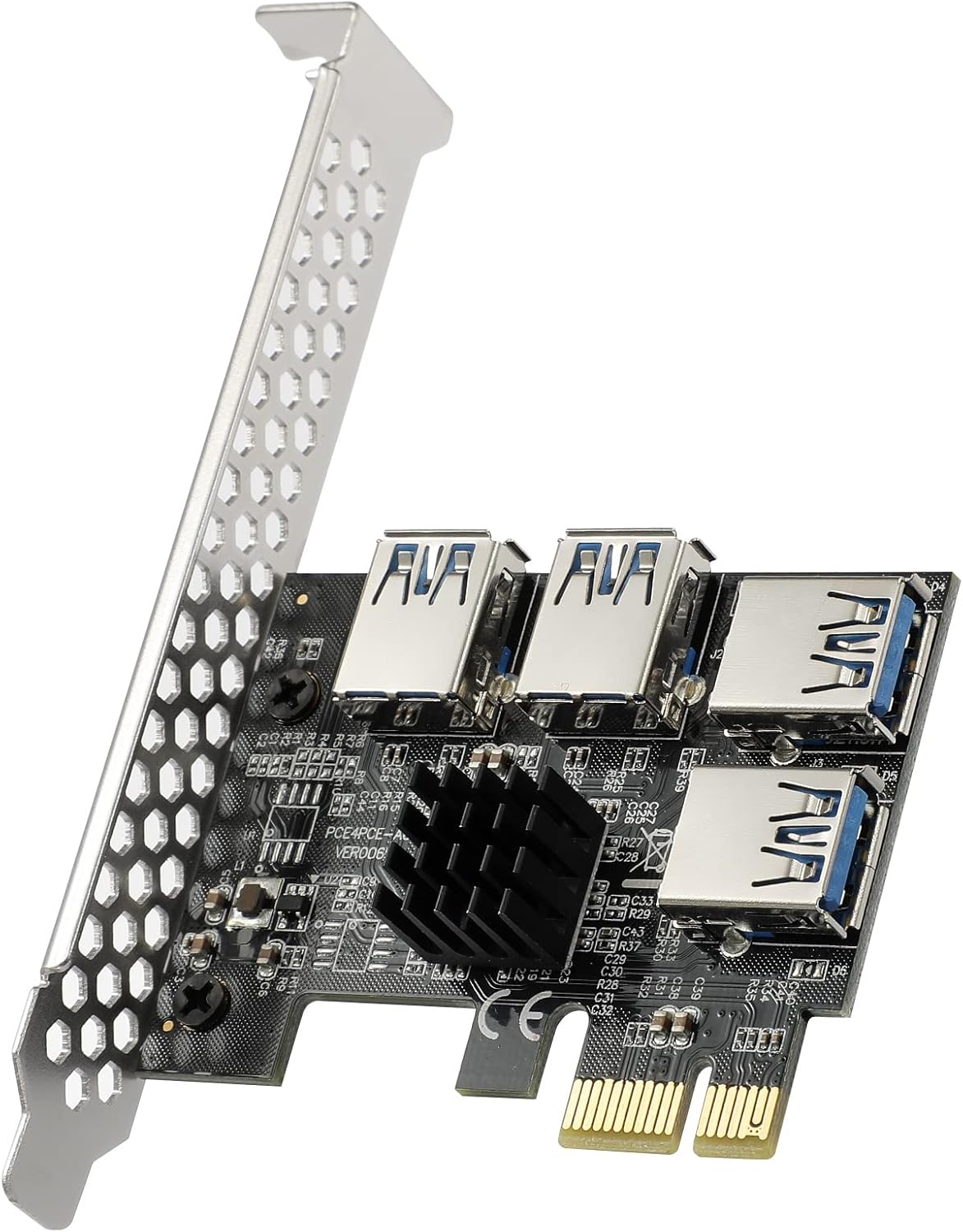 PCIE Riser with 6PIN SATA Power Cable and 60cm USB 3.0 Cable, 6 Pack P32883