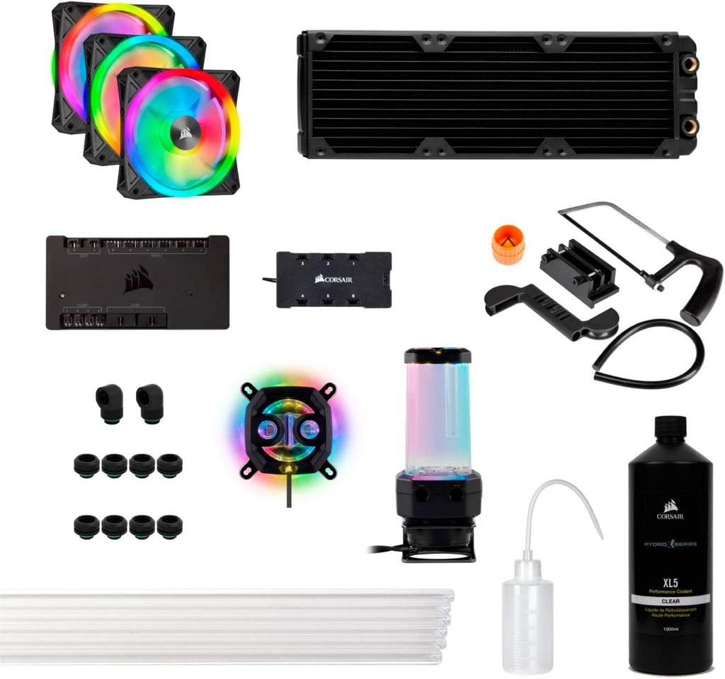 Hardline Water Cooling Kit with XC7 CPU Water Block, XR5 360mm Radiator, XD5 Pump Res and QL120 RGB Fans A163