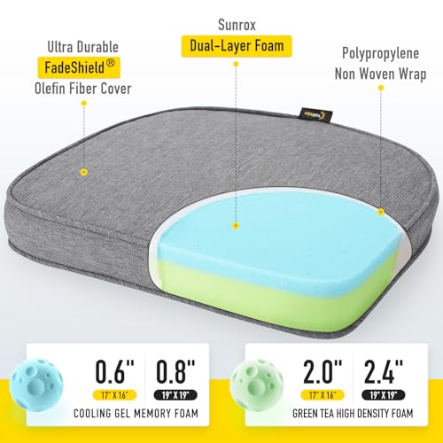 Gel Memory Foam Chair Cushions, Set of 6, Heather Grey X9703