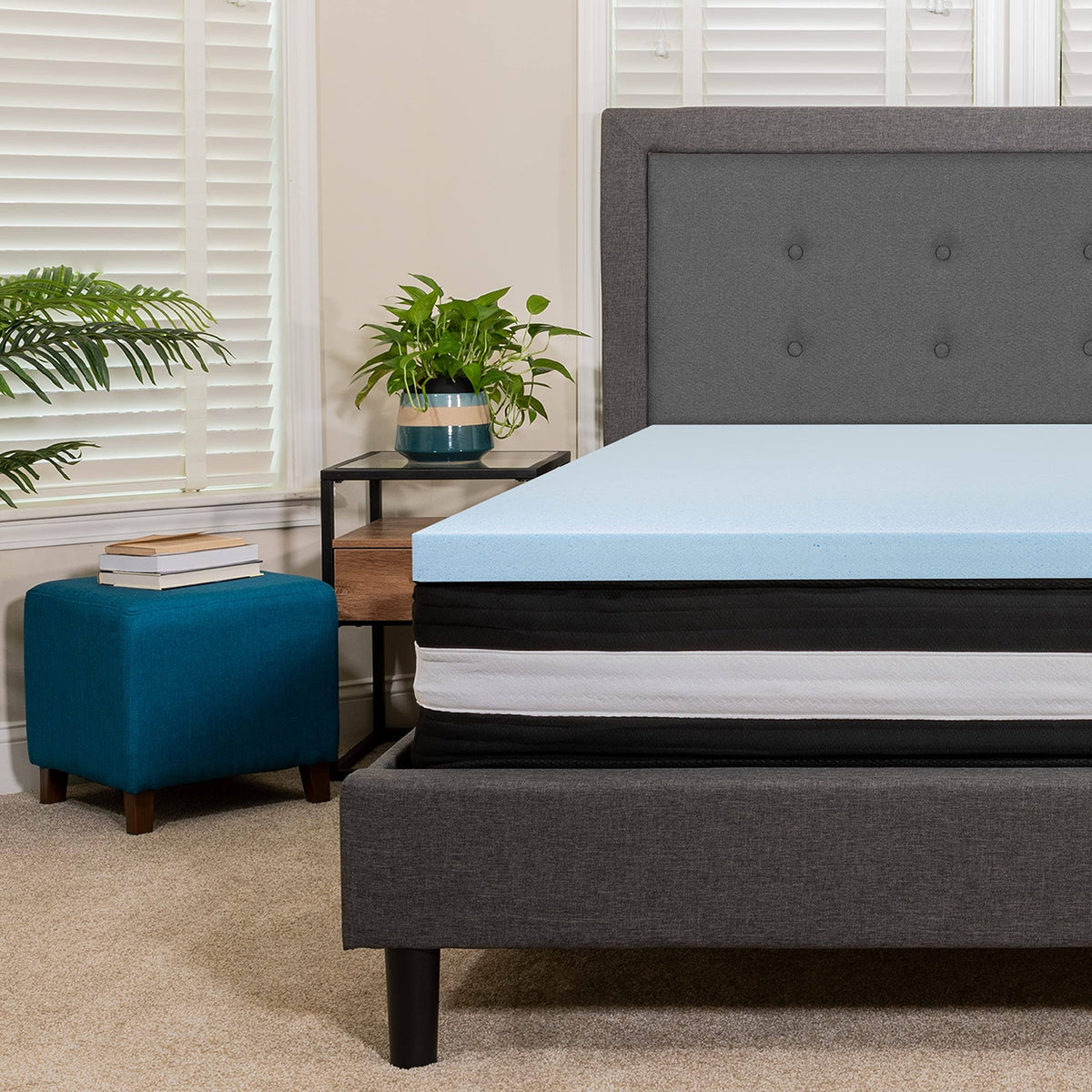 Twin 12 inch Foam Pocket Spring Mattress with 3 inch Gel Memory Foam Topper B919
