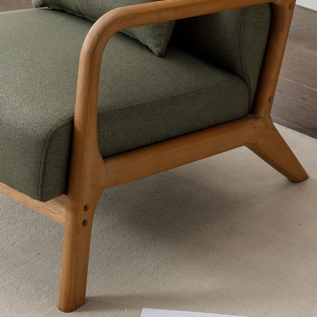 Mid-Century Modern Green Upholstered Accent Chair with Pillow F193111