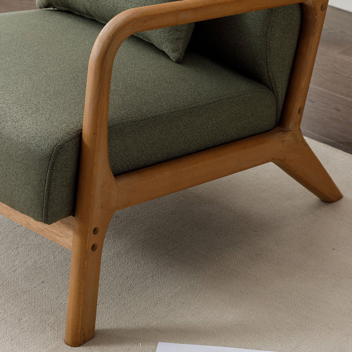 Mid-Century Modern Green Upholstered Accent Chair with Pillow F193111