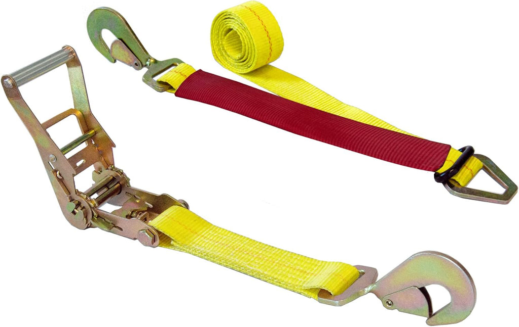 8' Tie Down Ratchet Axle Strap with Snap Hooks Yellow 10-Pack P215