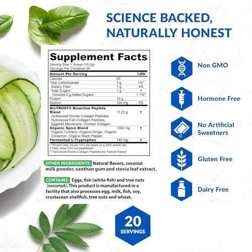 Vanilla Collagen Peptides Powder – 5 Types (I, II, III, V, X) – Hydrolyzed Protein H500452