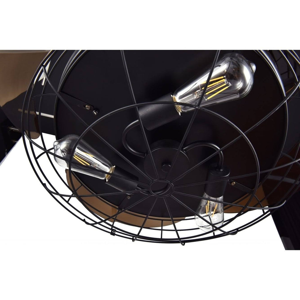 Black Retractable Ceiling Fan with Cage W2197
