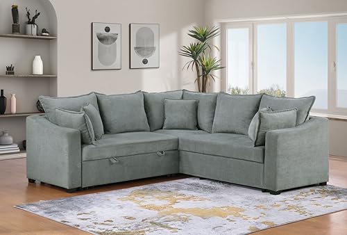 Oversized Corduroy U-Shaped Sectional Sofa with Chaise Lounge and 7 Toss Pillows L469898