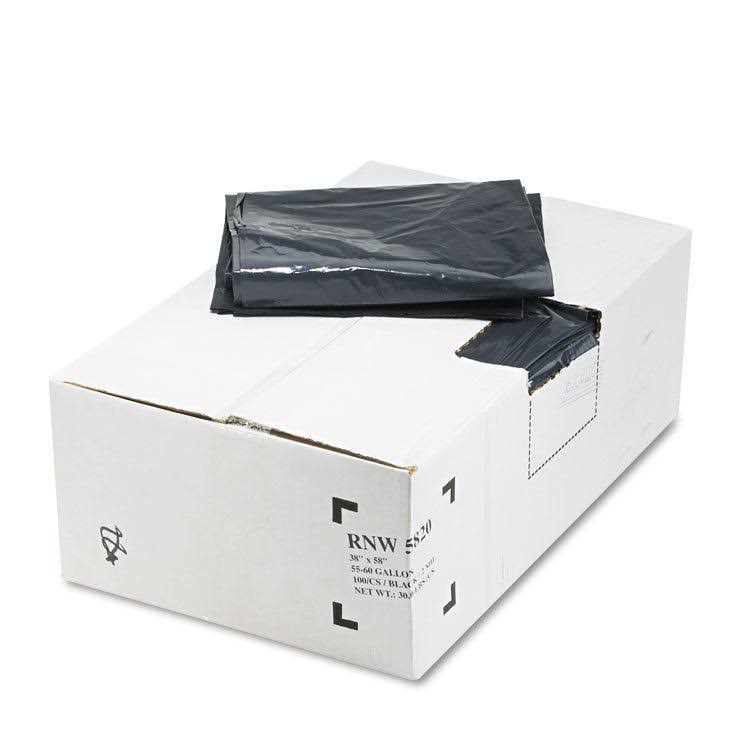 Black 55-60gal Recycled Can Liners, 100-carton F180