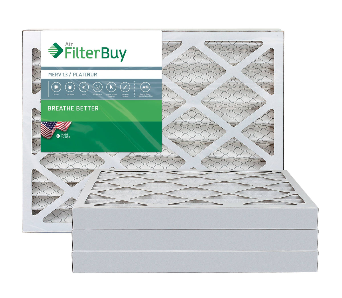 MERV 13 14x20x2 Pleated AC Furnace Air Filter Pack of 4 O648