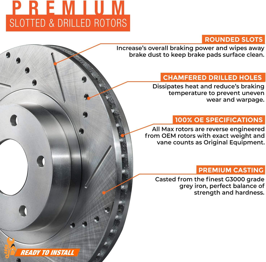 Rear Max Brakes Premium XDS Rotors with Carbon Ceramic Pads T4078